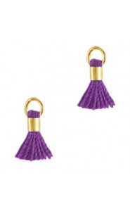 Ibiza style mini Tassel 0.7cm Gold-mystical grape purple